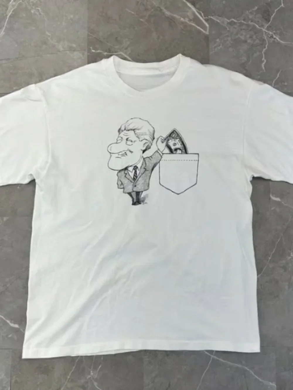90s Political Graphic Tee  Dollar Bill Clinton Caricature T- Shirt